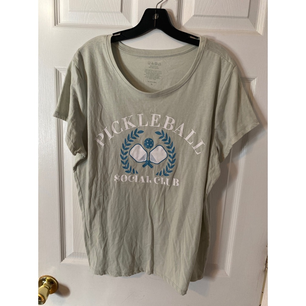 Pickleball Social Club Graphic Tee Sage Green Short Sleeve T-Shirt XL